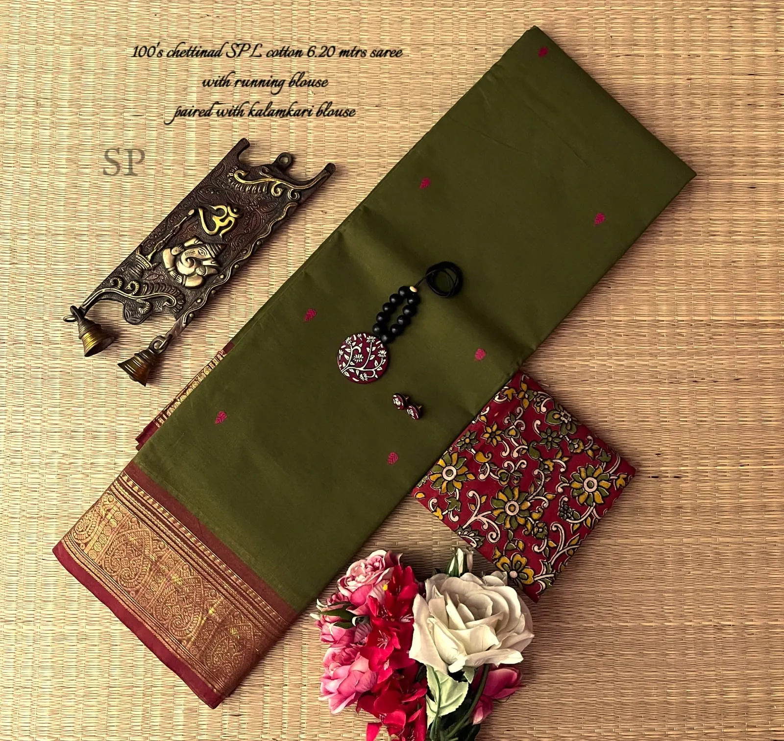 South Indian Chettinad Cotton Saree Set